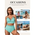 thumbnail image 5 of Eytino Women's High Waisted Bikini Sets Two Piece Swimsuit Tummy Control Bathing Suits for Women Swimsuits with Ruffle Trim & Tie Side Green Stripes XS, 5 of 7