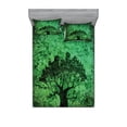 thumbnail image 2 of Ambesonne Green Fitted Sheet & Pillow Sham Set, Modern City Buildings, Twinxl, Green, 2 of 3