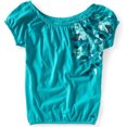 thumbnail image 1 of Aeropostale Blusa sin hombros para mujer, verde, mediana, 1 of 1