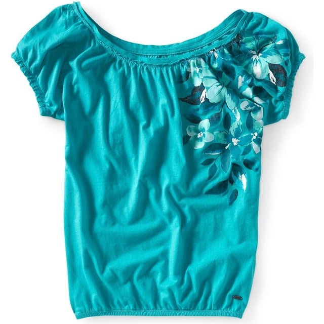 Aeropostale Blusa sin hombros para mujer, verde, mediana