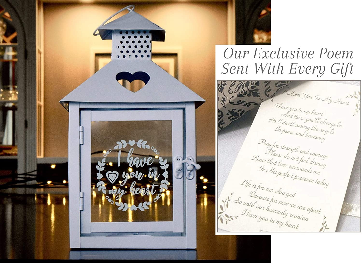 Sympathy Candle Holder Vintage Lantern Gift with Message for Funeral Or