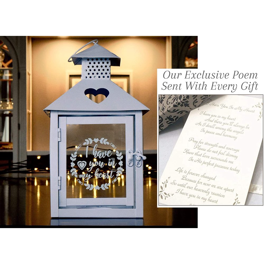 Sympathy Candle Holder Vintage Lantern Gift with Message for Funeral Or