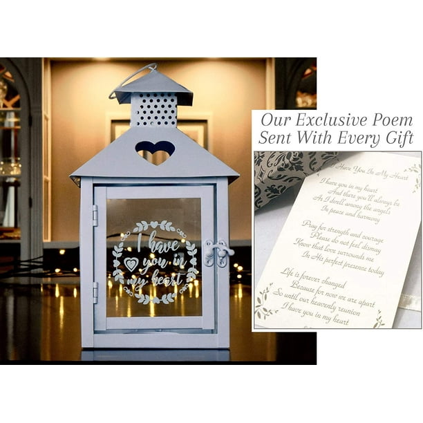 Sympathy Candle Holder Vintage Lantern Gift with Message for Funeral Or