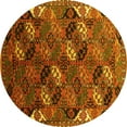 thumbnail image 1 of Ahgly Company Machine Washable Indoor Round Oriental Yellow Industrial Area Rugs, 3' Round, 1 of 4