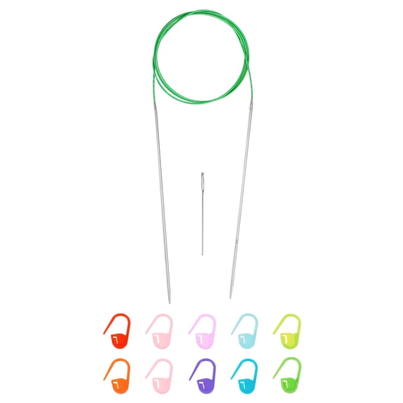 Uxcell 1 Gauge Knitting Circular Needle 40 Inch Metal Round Stainless Steel Needle with Large Eye Sewing & Stitch Markers