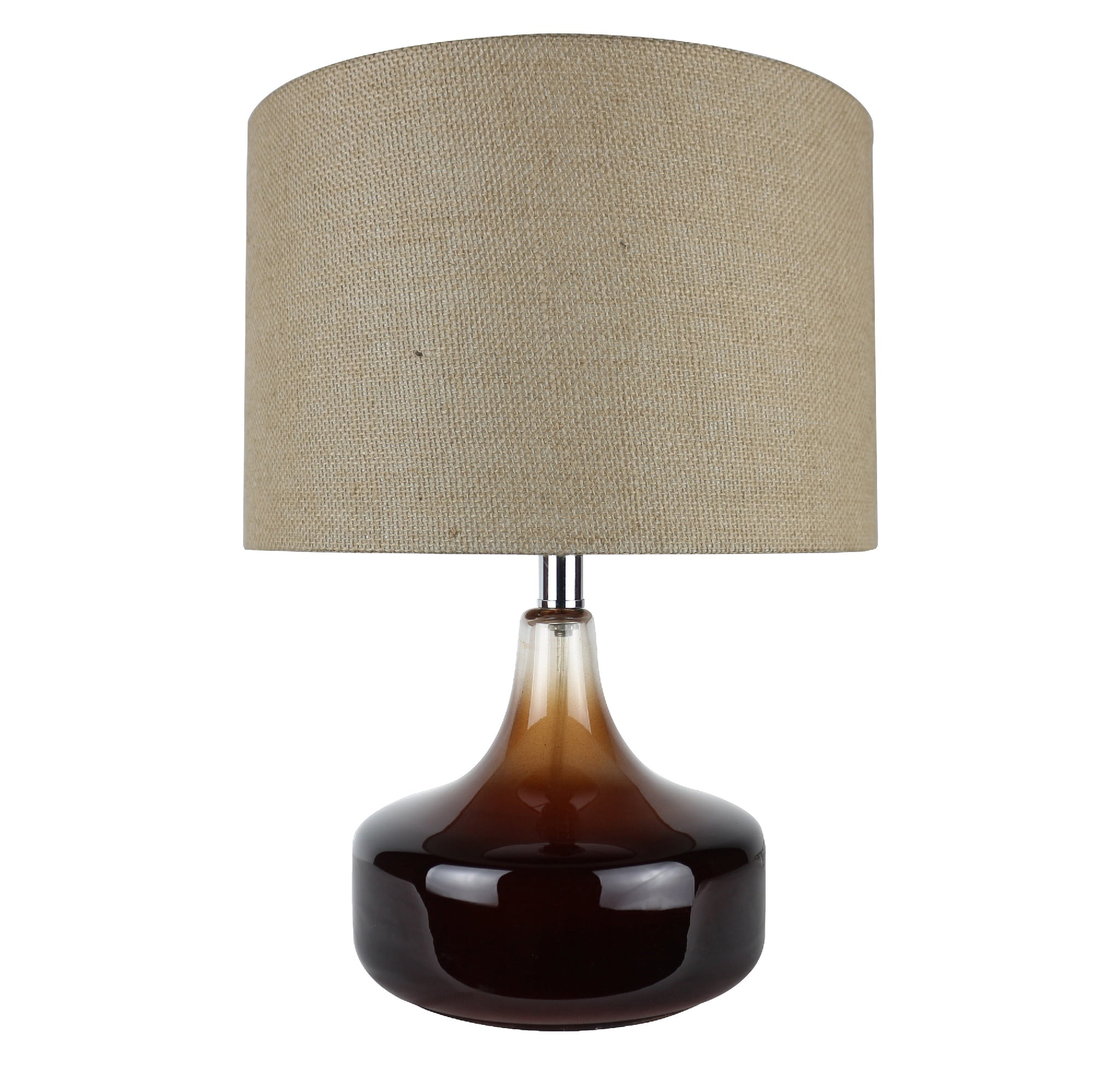 16" Lark Brown Table Lamp with Beige Linen Shade