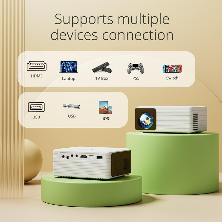 Apeman Mini Projector 1080P Supported, 4500 Lumens, VGA PC