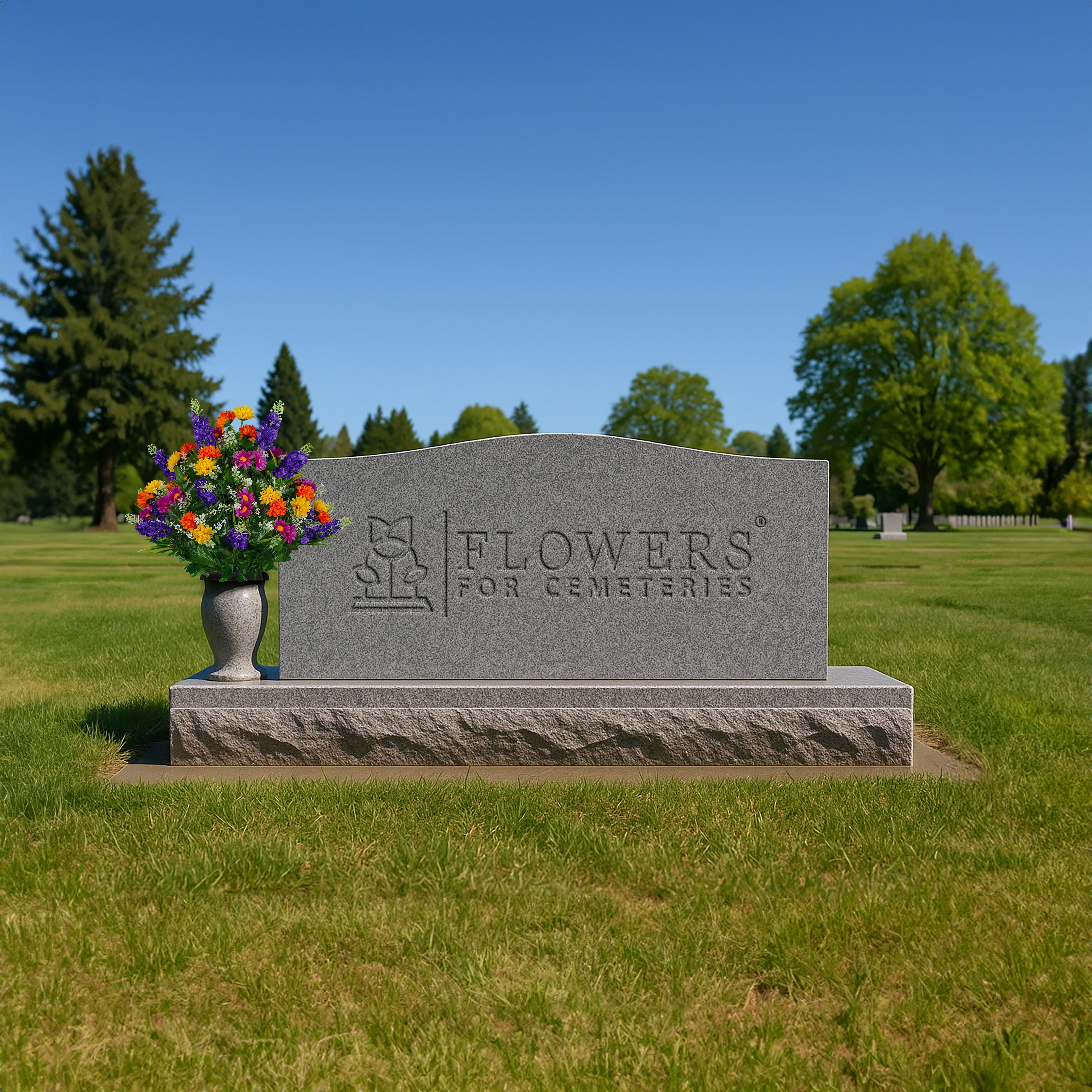 Sympathy Silks Artificial Cemetery Flowers 24" Purple Violet Yellow Wildflowers Bouquet