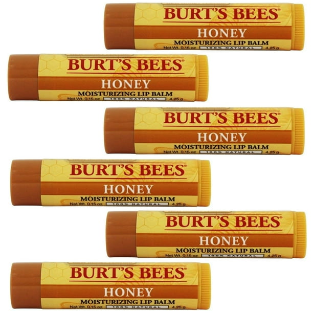 Pack of (6) Burts Bees Honey Moisturizing Lip Balm 0.15 oz (Packaging may vary)