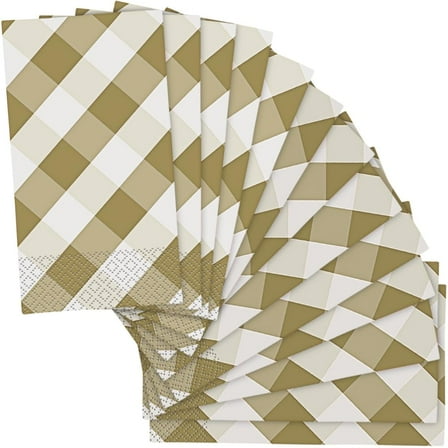 Gold Gingham Paper Guest Napkins (16ct)