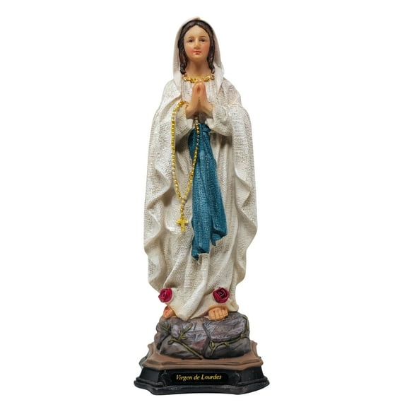 Our Lady of Lourdes Statue (Virgen de Lourdes) – Hand-Painted Resin Figurine in 8", 12", and 16" Sizes for Home, Church, or Prayer Spaces (Sx8"inches)