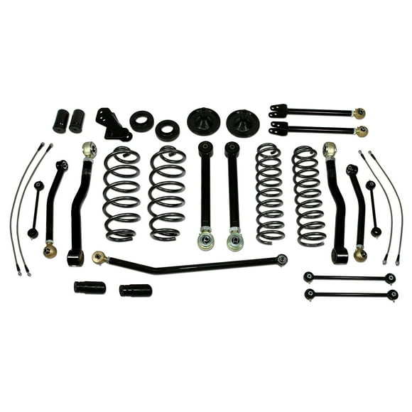 Fits 2007-2018 Jeep Wrangler JK Tuff Country Lift Kit Suspension 44002 4 Inch Front Lift; 4 Inch Rear Lift; Without Shock Absorbers In Kit - Shock Change Necessary; Black Components