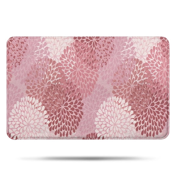 Pink Floral Pattern Bathroom Rugs Mat,Non Slip Microfiber Bathroom Rug,Rubber Backing,Soft Bathroom Mats for Bathroom Floor,Tub and Shower,17x27in(43x68cm)