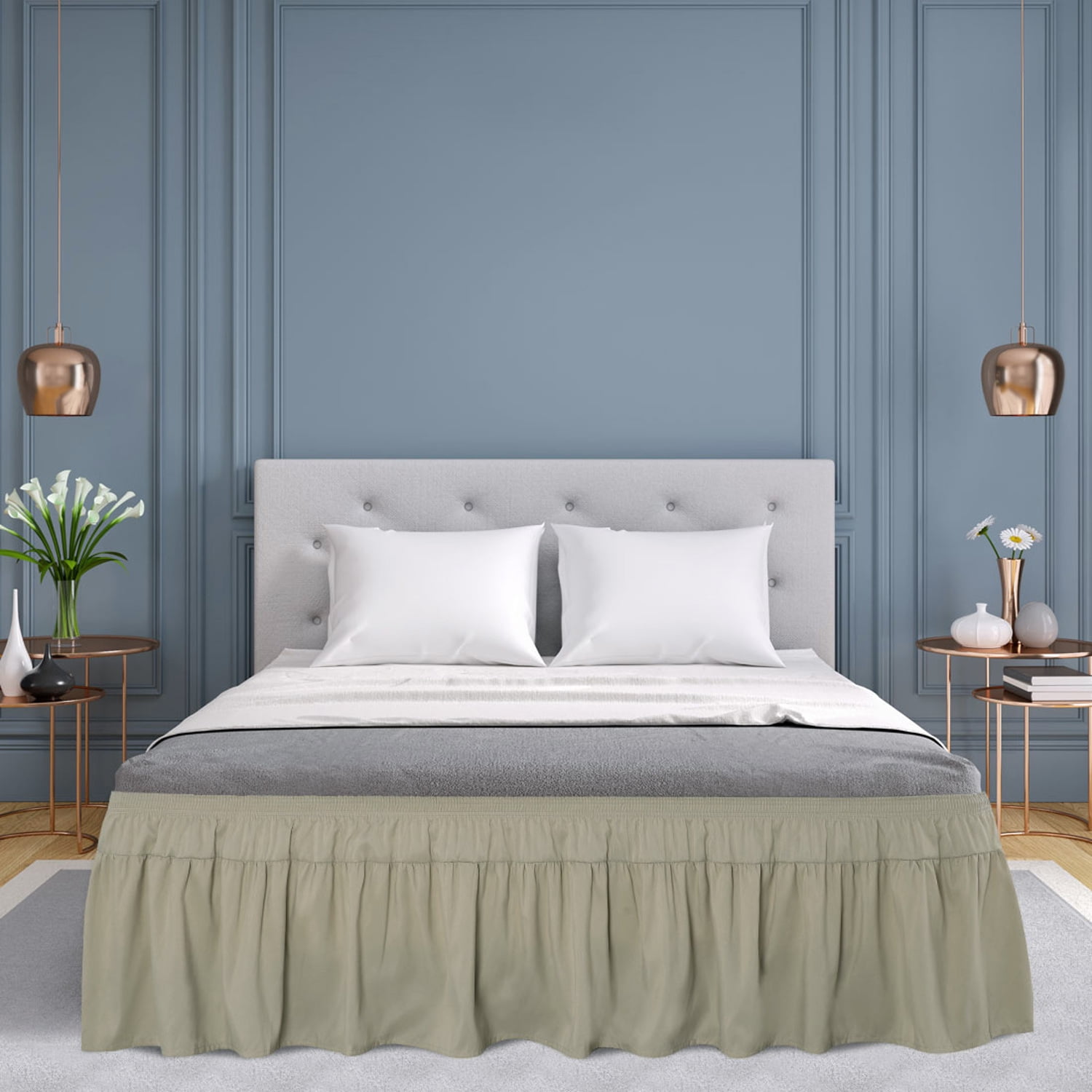 PiccoCasa Polyester Bed Skirt Solid Elastic Dust Ruffles Bedskirts Durable Wrap Around Three Fabric Sides with 16 Inch Drop Brown Double PiccoCasa Polyester Bed Skirt Solid Elastic Dust Ruffles Bedskirts Durable Wrap Around Three Fabric Sides with 16 Inch Drop Brown Double