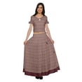 thumbnail image 2 of Moomaya Printed Cold Shoulder Cotton Crop Top Skirt Set Party Wear Ethnic Set, 2 of 6