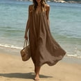 thumbnail image 2 of JIAYUE Women's Backless Dress Casual Summer Casual Sleeveless Solid Color Spaghetti Strap Crew Neck Dresses Loose Fit Lightweight Home Everyday Comfortable Soft Wear, 2 of 9