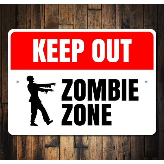 Zombie Zone Keep Out Novelty Sign, Metal Wall Decor - 10x14 inches