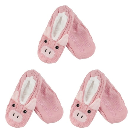 

BambooMN Adult Super Soft Warm Cozy Animal Slippers Pink Pig Extra Large 3 Pairs