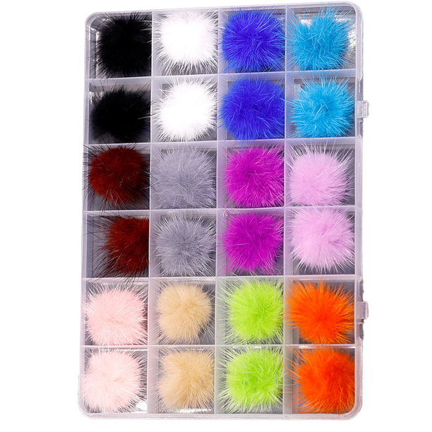 24 piezas de pompones para uñas, decoración de uñas, bolas esponjosas, desmontables, de felpa, 3D, suaves, para manicura, decoración de uñas para mujeres y niñas