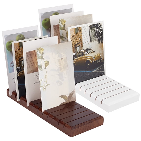 2 Colors Greeting Card Display Stand 12 Slots Card Holder Wooden Postcard Holder