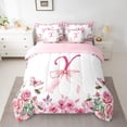 thumbnail image 2 of Erosebridal Initial Letter Comforter Set King Size,Bowknot Alphabet Bedding Set Teens,A-Z (Comforter+Fitted+Flat Sheet+2 Pillowcases+2 Throw Pillow Covers) 7 Pieces Bed Set, 2 of 5