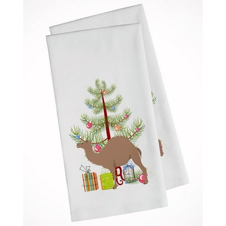 Hybrid Tea Collection - F1 Hybrid Camel Christmas White Kitchen Towel Set of 2 BB9186WTKT