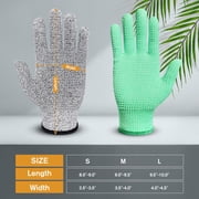 2 Pairs Evridwear Cut Resistant Gloves with Silicone Grip Dots ( Green+Gray,L)