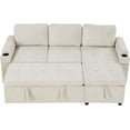 thumbnail image 5 of Ball & Cast 83.5" L-Shaped Convertible Sofa Bed,Chenille Fabric Sectional Couch with Reversible Storage Chaise Lounge and 2 Cup Holders and 2 USB Ports,Comfy Sofabed for Living Room, 5 of 7