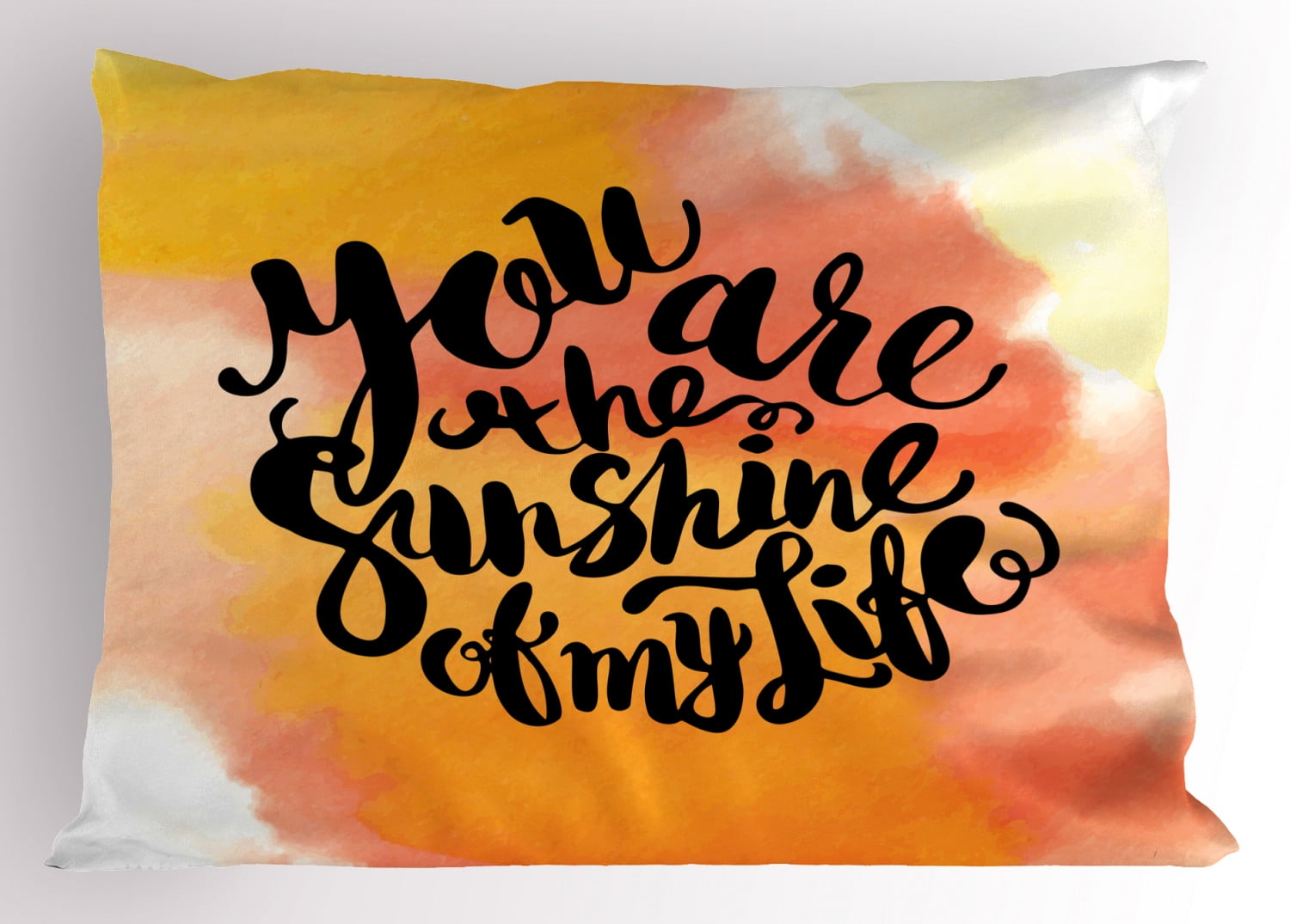 Quote Pillow Sham Retro Style Love Spouse Lettering over Psychedelic