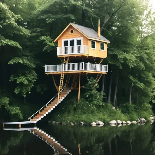 Jigsaw Puzzle for Adults, My Summer Treehouse by The Lake Challenging Educational Fun Family Activities Games Toys Gifts Wooden Puzzles 300 Piece
