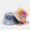 thumbnail image 3 of sunsanly Winter Bucket Hat Unisex Contrast Color Thick Plush Flat Top Heat Retention Foldable Streetwear Outdoor Fisherman Hat Traveling Shopping Headwear, 3 of 8