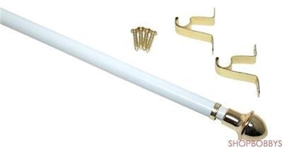 Classic Touch Cafe Curtain Rod, White, 2848 Inches