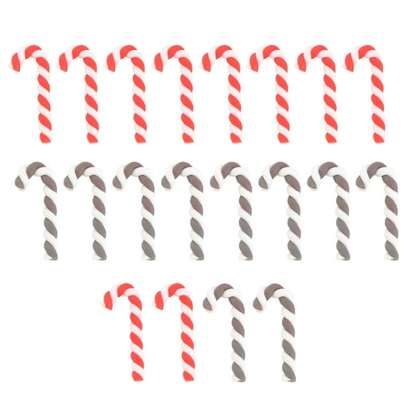 WRITWAA 20Pcs Small Candy Cane Polymer Clay Christmas Ornaments for Holiday Decor and Photo Props