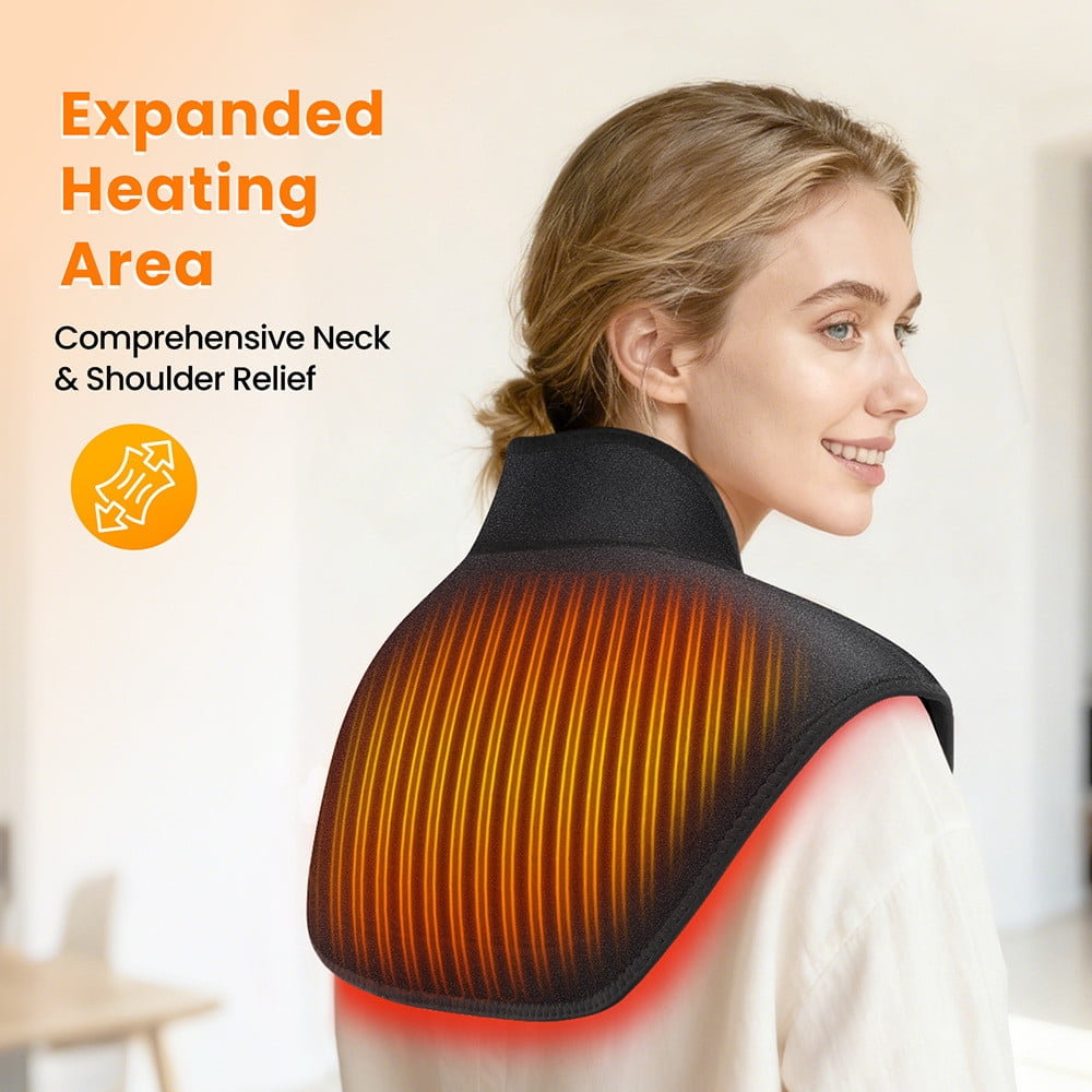 Djunllk Electric Heated Blanket - Wireless Heating Pad for Neck and Shoulders, Portable Battery Powered Heat Pad, 22 x 20 inch