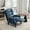Blue check, variant on Upholstered Wingback Recliner Chair, Plaid Recliner Chair Armchair Adjustable Footrest Push Back Reclining Sofa, Mid Century Modern Lounge Armchair for Living Room, Bedroom, Reading -- Blue