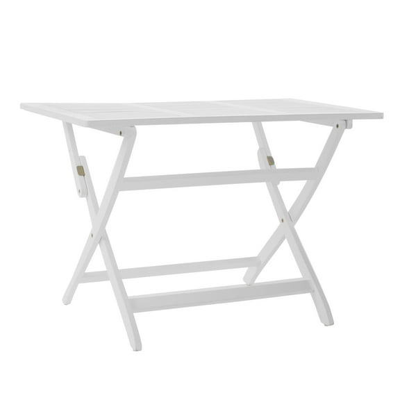 Benjara Cami Outdoor Foldable Dining Table, Rectangular 44 Inch, White Wood