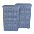 thumbnail image 1 of Kit 2 Cestos de Plástico La Ardilla Con Tapa para Ropa Tipo Rattan (Azul), 1 of 4