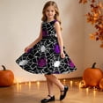 thumbnail image 4 of Girls Halloween Printed Dress Crew Neck Sleeveless Belted Back Zipper Costume Kids Trendy Casual A-Line Swing Dress Black 5-6 Years, 4 of 7