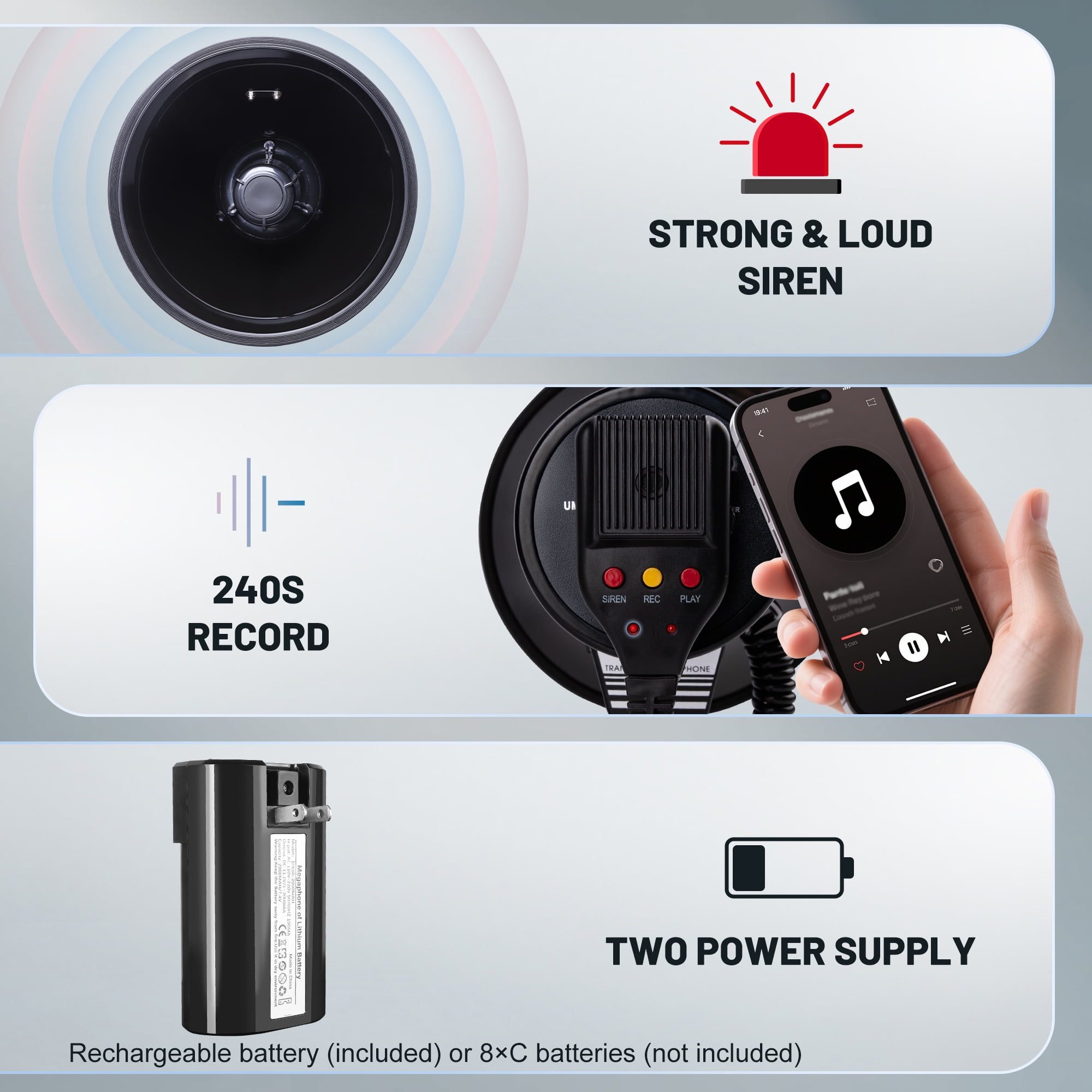 MyMealivos 50W ABS Material Megaphone with Rechargeable Battery
