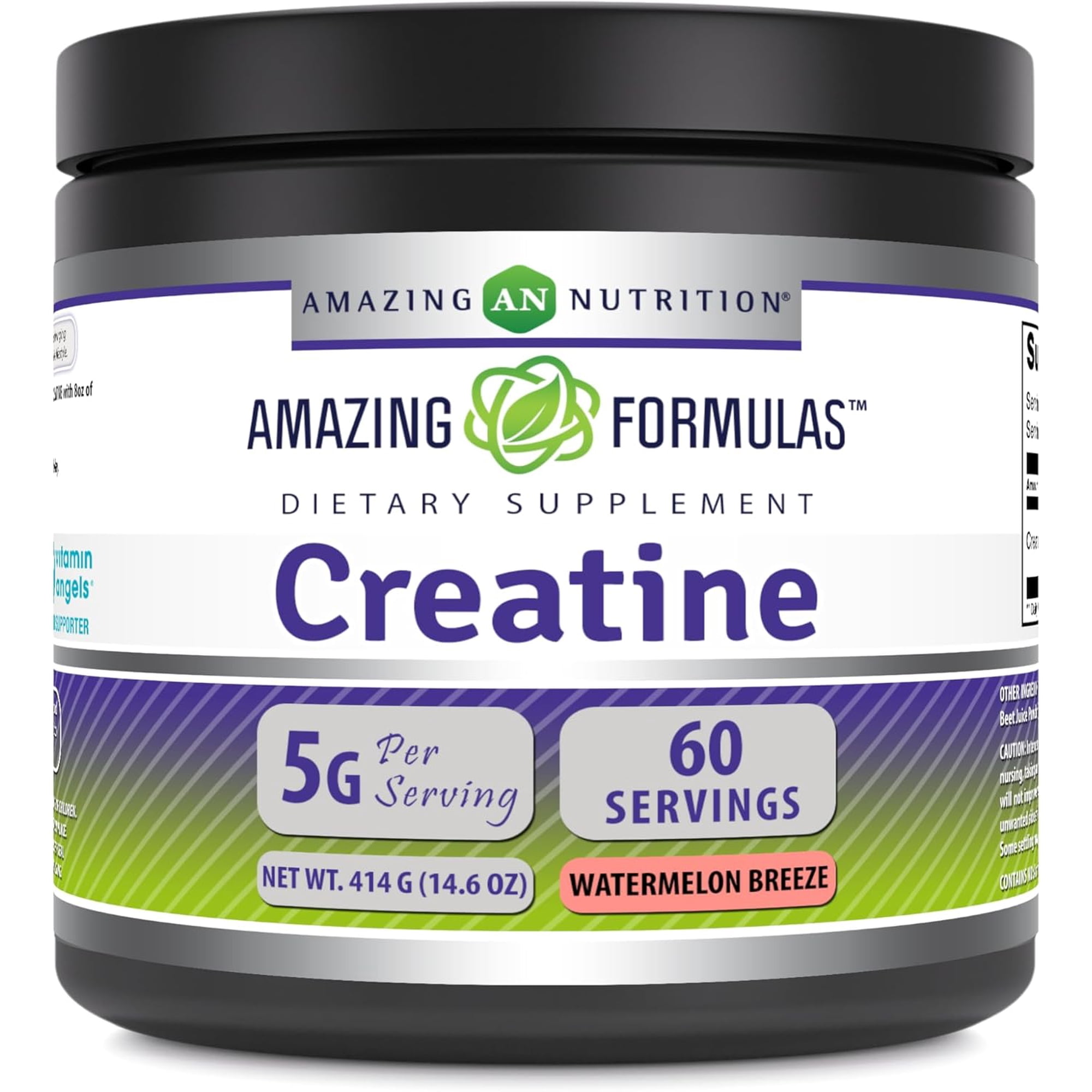 Amazing Formulas Micronized Creatine Monohydrate 5000mg Per Serving Watermelon Breeze Powder 14.6oz (414 Grams) Supplement | 60 Servings | Improve Strength, Performance, and Muscle Growth
