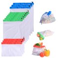 thumbnail image 3 of Bolsa de malla reutilizable para frutas y verduras, juego de 12 piezas (3 pequeñas, 6 medianas, 3 grandes), material de malla de algodón resistente y ecológico, diseño con cordón para cerrar, 3 of 6