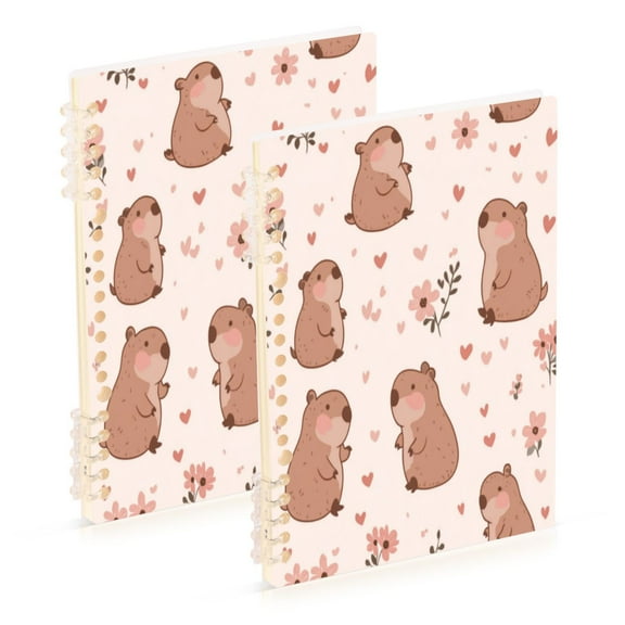 Wirebound Notebook Hardcover Spiral Notebooks Cute Capybaras, 60 Pages, 80 GSM, 5.7 x 8.3in