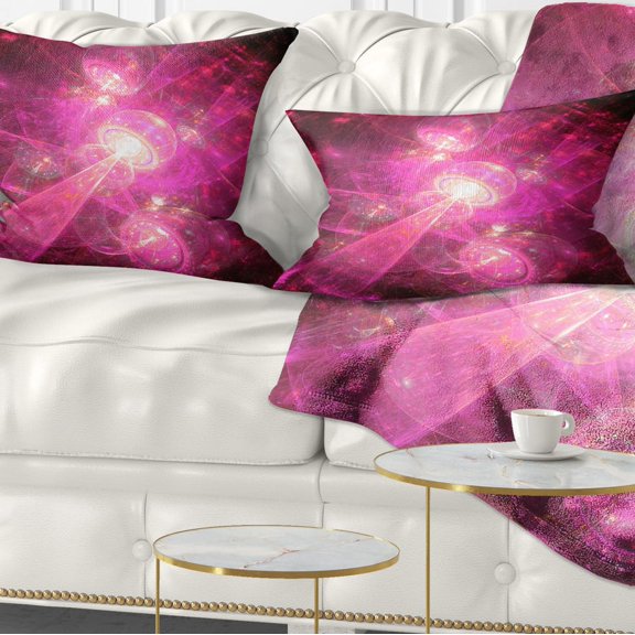 Designart Pink Fractal Space Theme - Abstract Throw Pillow - 12x20