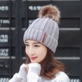 thumbnail image 2 of Yuanlong Womens Pompom Beanie Hat Lined Cable Knit Winter Warm Skull Cap Soft Stretchy Casual Outdoor Headwear, 2 of 5