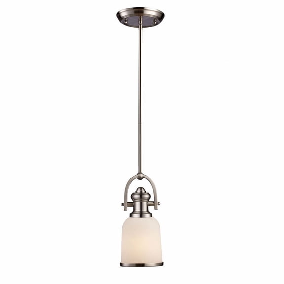 Elk Lighting Brooksdale Pendant in Satin Nickel and White