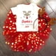 thumbnail image 1 of Conjunto de tutú y body navideño personalizado para bebé, vestido con nombre personalizado, mono de manga corta para niña, falda, atuendo de fiesta para niña, 1 of 5