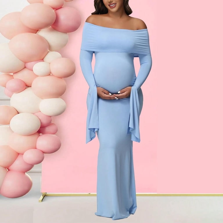 blue and pink maternity dresses Off Shoulder Gender Reveal Mini Dress, Pink And Blue / L All over print * [Type] Maternity Dress Blue And Pink