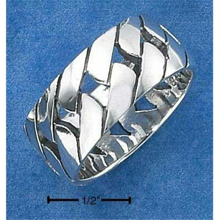 Basketweave Band - Sterling Silver 10mm Open BasketWeave Band Ring - Size 7