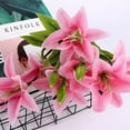 thumbnail image 2 of Viworld Artificial Tiger Lily 5Pcs Latex Fake Flowers Real Touch Bouquet For Wedding Party Home Office Garden Hotel Decor (Dark Pink), 2 of 7