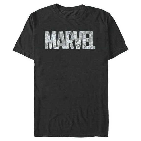 Marvel Logo Comics Gray Pencil Sketch Super Heroes Avengers - Short Sleeve Blended T-Shirt for Adults - Customized-Dark Heather
